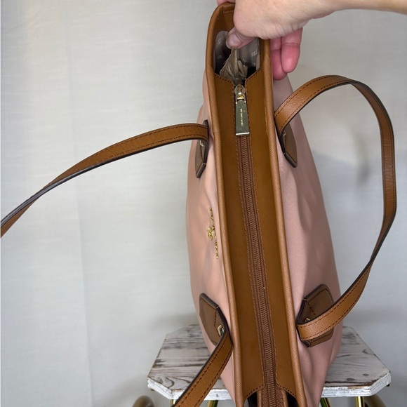 Michael Kors Pink and Brown Tote Bag with Leather Accents - Picture 6 of 15